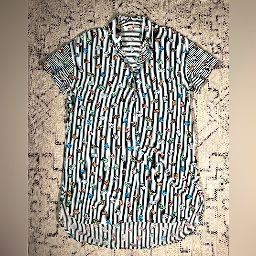 Zara Women's Striped Floral Mini Dress - Blue and White - Picture 6 of 6